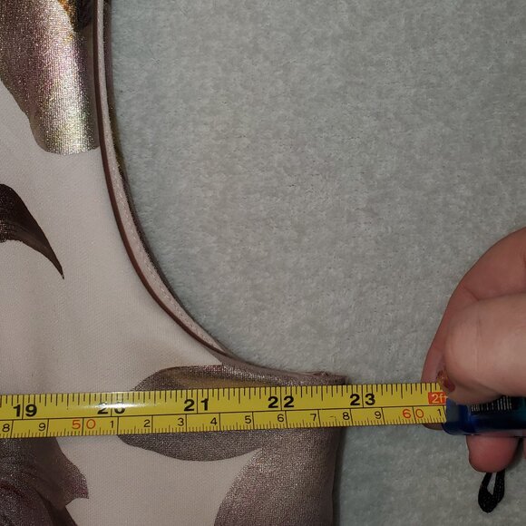 Women's XL Floral Metallic High-Low Dress. Stretchy, Formal, Wedding, No Tags - Picture 6 of 8